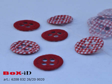 Button : red/white 32 mm (100pcs)